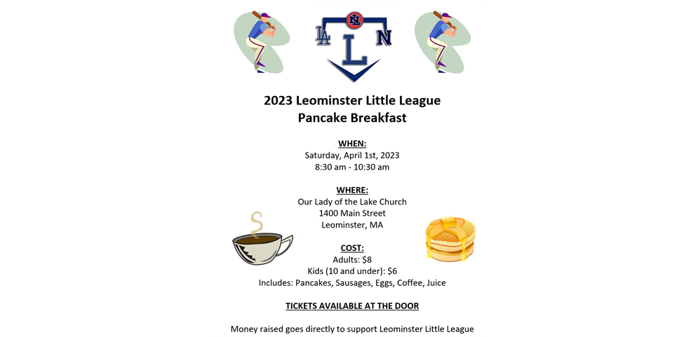 LLL Annual Pancake Breakfast - Sat April 1 - 8:30-10:30
