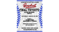 Majors & Minors FINAL Tryouts March 28 - 6-8pm Fielder's Choice